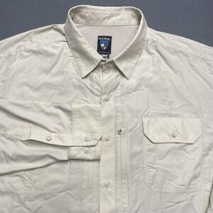 Kuhl Shirt Mens‎ 2XL White Solid Button Front Long Sleeve Outdoor Hiking Fishing